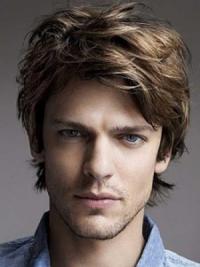 Brown Lace Front Wavy Short Layered Wig for Men-Natural Hairstyle