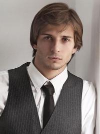 Monofilament 4inch Straight Brown Wig for Men Natural Look, Comfortable Fit