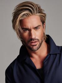 Monofilament 4inch Straight Blonde Wig for Men Natural Look, Comfortable Fit