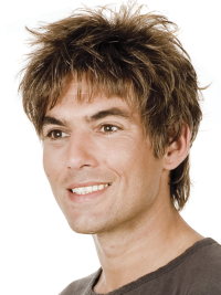 Men’s Brown Short Wig Remy Human Hair, Straight Natural