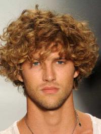 Blonde Curly Wig for Men – 8" Layered Synthetic Hair For Guy