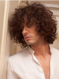 Synthetic Men Wigs Short Auburn Curly Capless Design