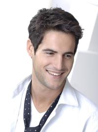 Short Straight Black Wig for Men-Synthetic Capless Design