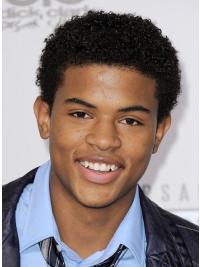 Remy Human Hair Men’s Wig Black Curly Short Cut
