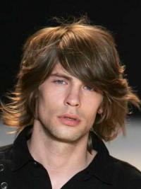 Auburn Chin-Length Wavy Wig for Men Real Human Hair