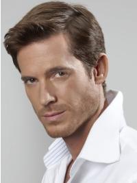 Short Brown Men’s  Wig Remy Human Hair Natural Look