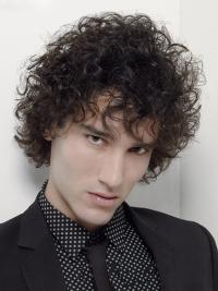 Men’s Short Wig – 6" Black Curly Synthetic Hair, Capless Design