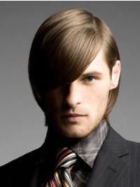 Chin-Length Men’s Wig Straight Brown Remy Human Hair