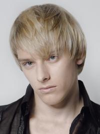 Mens Blonde Wigs Capless, Short Straight Synthetic Hair For Male