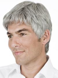 Shop Grey Straight Short Remy Human 100% Hand Tied Wig for Men