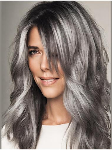 Long Synthetic 16" Wavy Grey Layered Wig for Ladies