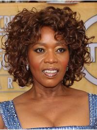Brown 12inch Curly Wigs-Chin Length Style Without Bangs