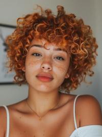 African American 10" Copper Wig Monofilament, Stylish Bangs