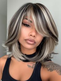 Shoulder-Length Synthetic Straight Wig Perfect for Round Faces