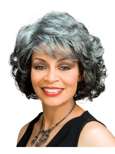 Fashionable Capless Chin-Length Grey Wig Perfect for African American Hair