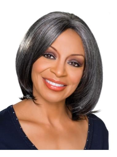 Straight Grey Hair Wig for African American Women Natural Look