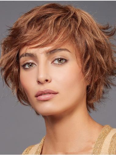 Short Wavy Human Hair Wig 8 Inch Layered Style for Daily