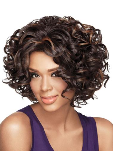 New Black Curly Chin-Length Wig Without Bangs, Perfect for Black Women