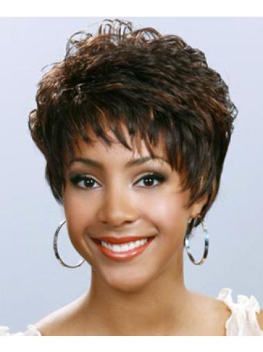 Short Soft Wavy Brown Synthetic Wig, Natural Look for Black Women