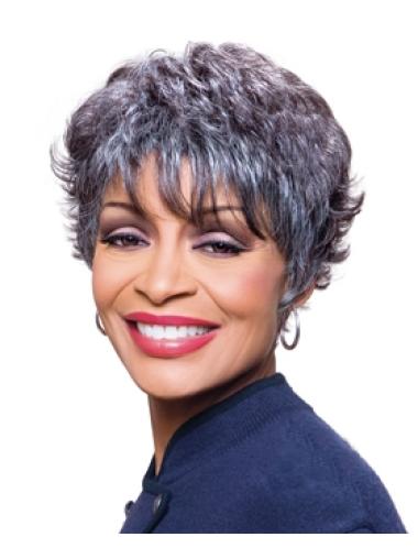 5-Inch Short Capless Grey Wig Stylish Look for African American Women