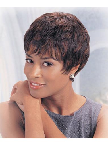 Capless Short Auburn Boycut Wig Human Hair, Stylish Look for Black Women
