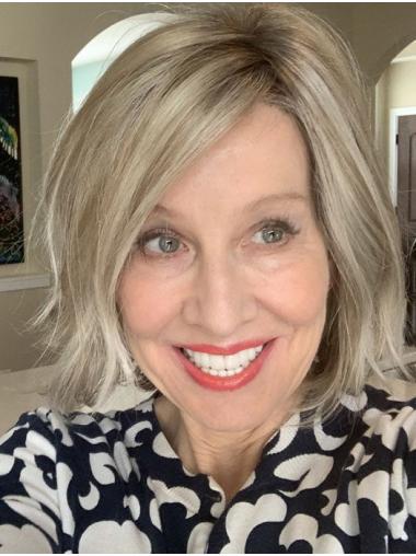 Blonde Wavy Lace Front Bob Wig Remy Human Hair Chin-Length
