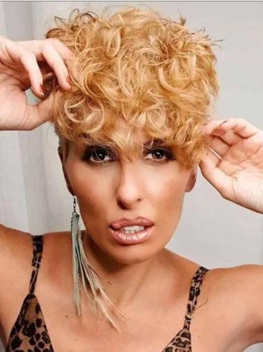 African American Curly Blonde Human Hair Lace Wig Style