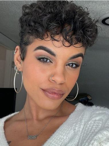 African American Synthetic Curly Cropped Black Wigs