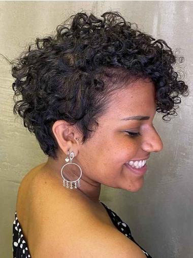 Synthetic Curly Short Black Wig for African American Women
