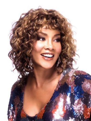 Auburn Capless Medium Length Curly Wig for Black Women