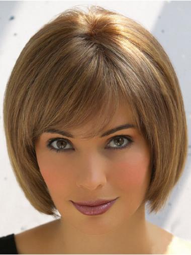 Straight 8inch Capless Wig Human Hair, Ash Brown, Comfortable Fit