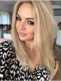 Human Hair Wigs 16" Long, Monofilament Elegant Look