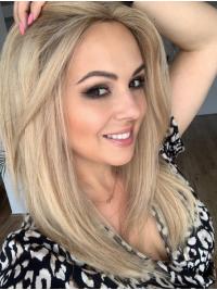 Human Hair Wigs 16" Long, Monofilament Elegant Look