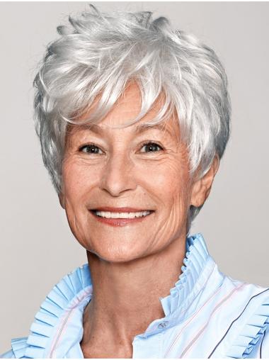 Wavy Boycut Synthetic Wig for Women White for Effortless Chic