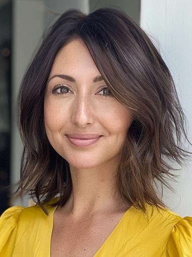 12inch Layered Straight Ombre Lace Front Wig Shoulder-Length, Two-Tone Human Hair