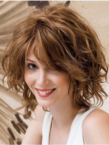 Human Hair 12inch Wavy Auburn Wig Hand-Knotted, Soft & Natural Style