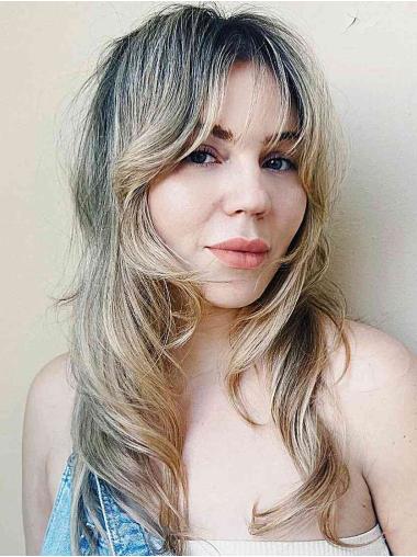 Long 16" Ombre Two Tone Wavy Human Lace Front Wigs