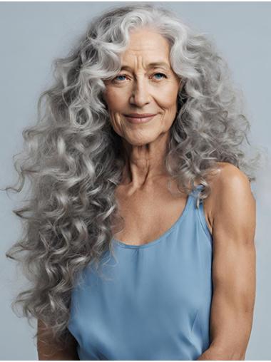 Grey Curly Synthetic Wig 18 Inch Layered Style for Women