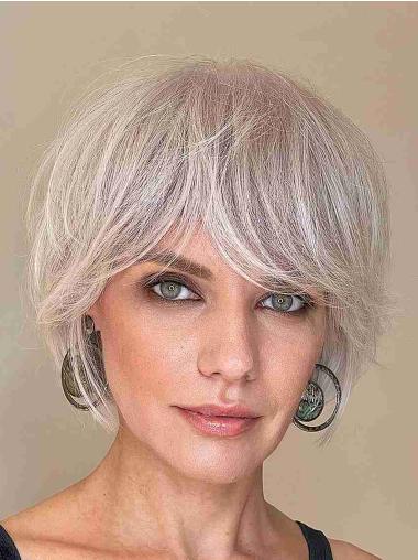 Short Platinum Blonde Lace Front Bob Wig Straight Human Hair