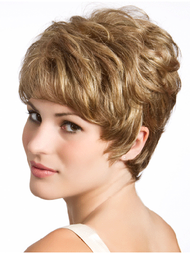 Blonde Wavy Cropped Lace Front Wig Human Hair Stylish & Chic