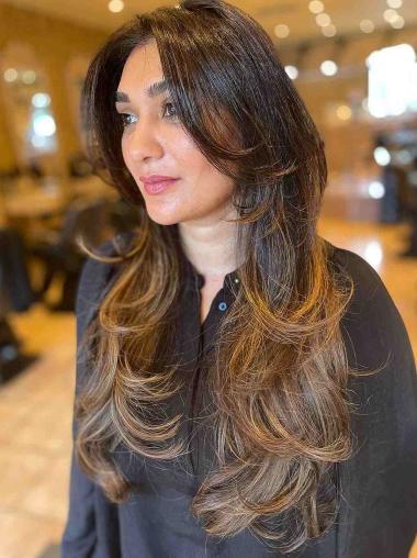 Long 20" Ombre Human Hair Wigs – Layered Design