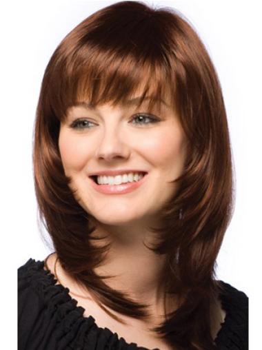 12" Auburn Straight Human Hair Long Wigs High Quality