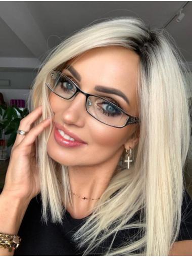 Blonde Human Wigs – 14” Straight Style & Realistic Long Wig