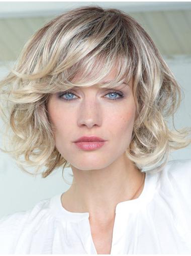 Blonde Real Human Hair Wigs for Natural Look With Bangs