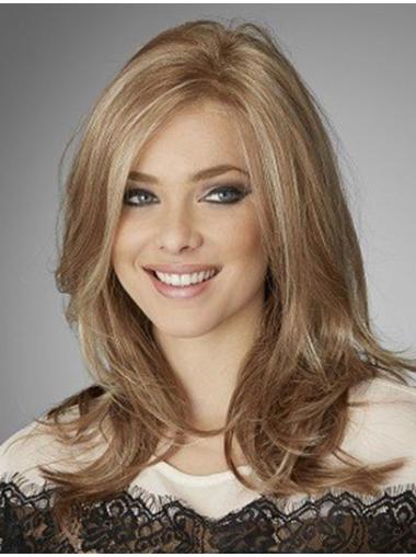 Long Blonde Human Hair Wigs Natural Wavy Style