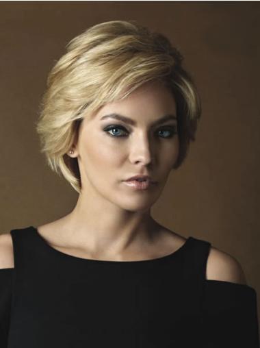 Human Hair Wigs Short Blonde Layered and Straight