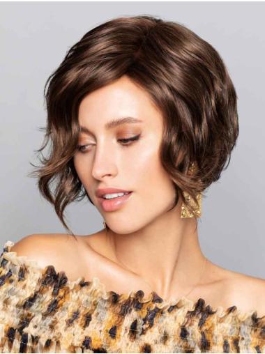 Brown Synthetic Women Wig Short Wavy Style for Everyday