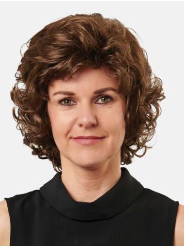 12" Curly Brown Bob Wigs Short Remy Human Hair