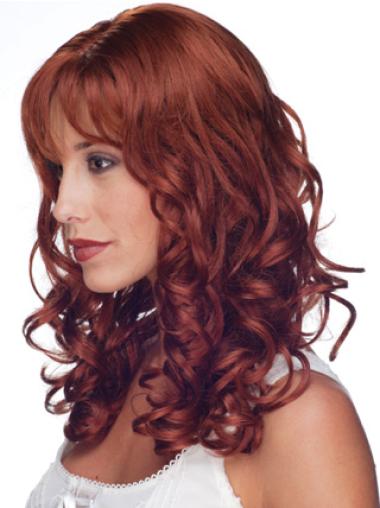 Red Curly Long Wigs 16" Soft & Real Human Hair Wig