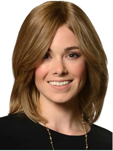 Shoulder-Length Blonde Wigs 13" Human Hair Look